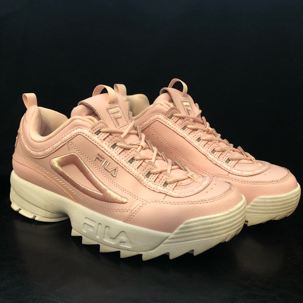 Pink Velvet Logo Chunky Filas-USED